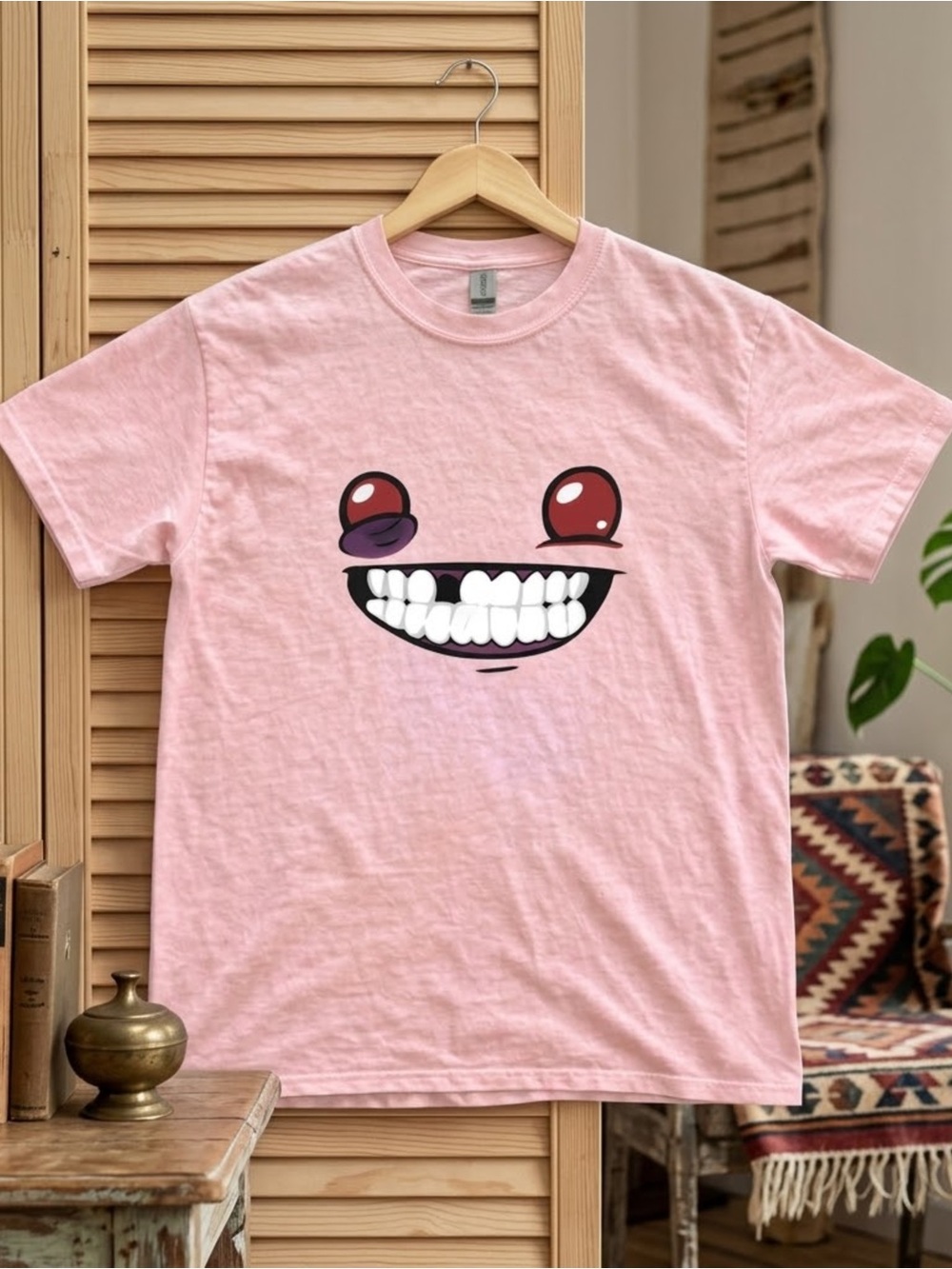 Gildan Pink Graphic Smile Face Tee